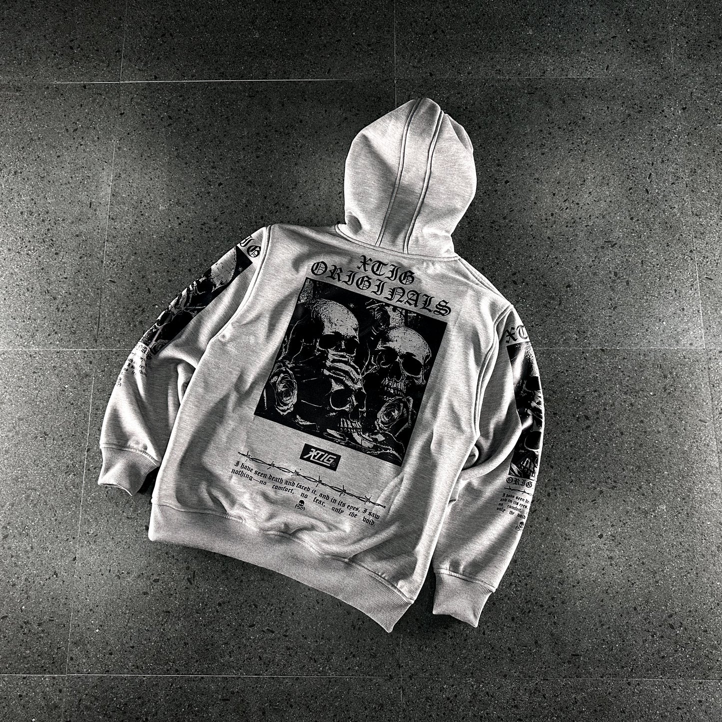 XTIG ORIGINALS - "SKULLFEAR | HOODIE JACKET " - COLOR ASH GRAY | Unisex | Men | Women