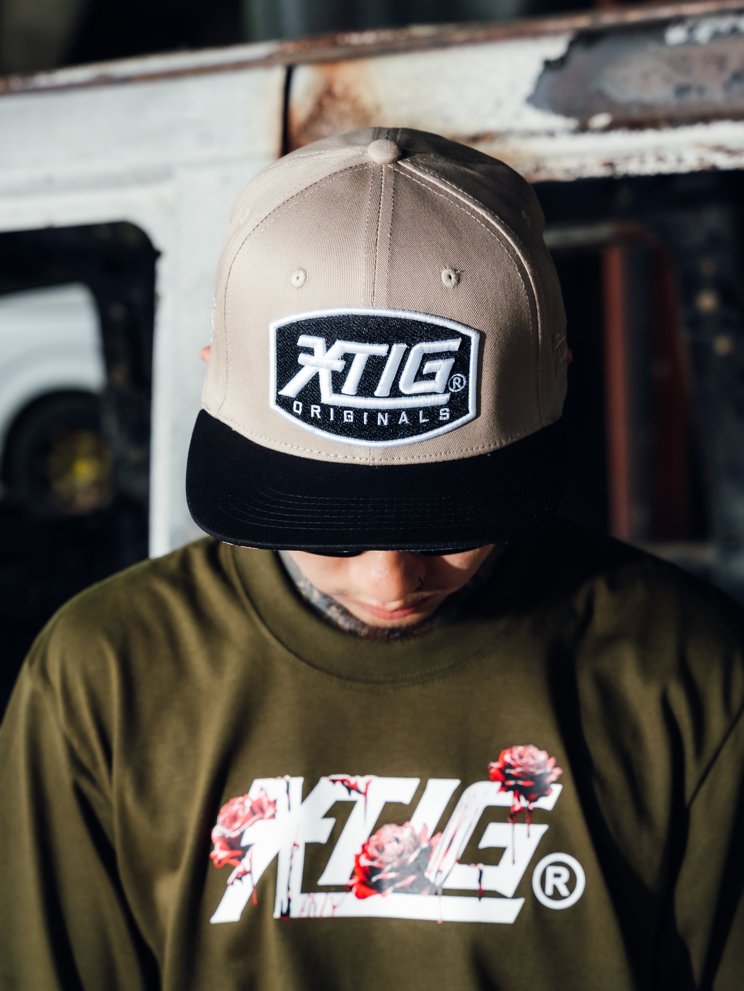 XTIG® ORIGINALS - "GRAVEMARK" (KHAKI/BLACK) SNAPBACK CAP