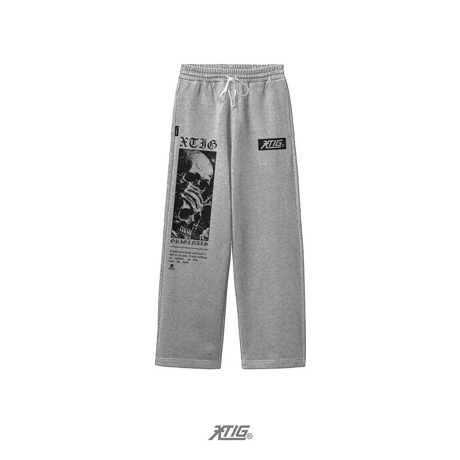 XTIG ORIGINALS - "SKULLFEAR | WIDE SWEATPANTS" - COLOR ASH GRAY | Unisex | Men | Women