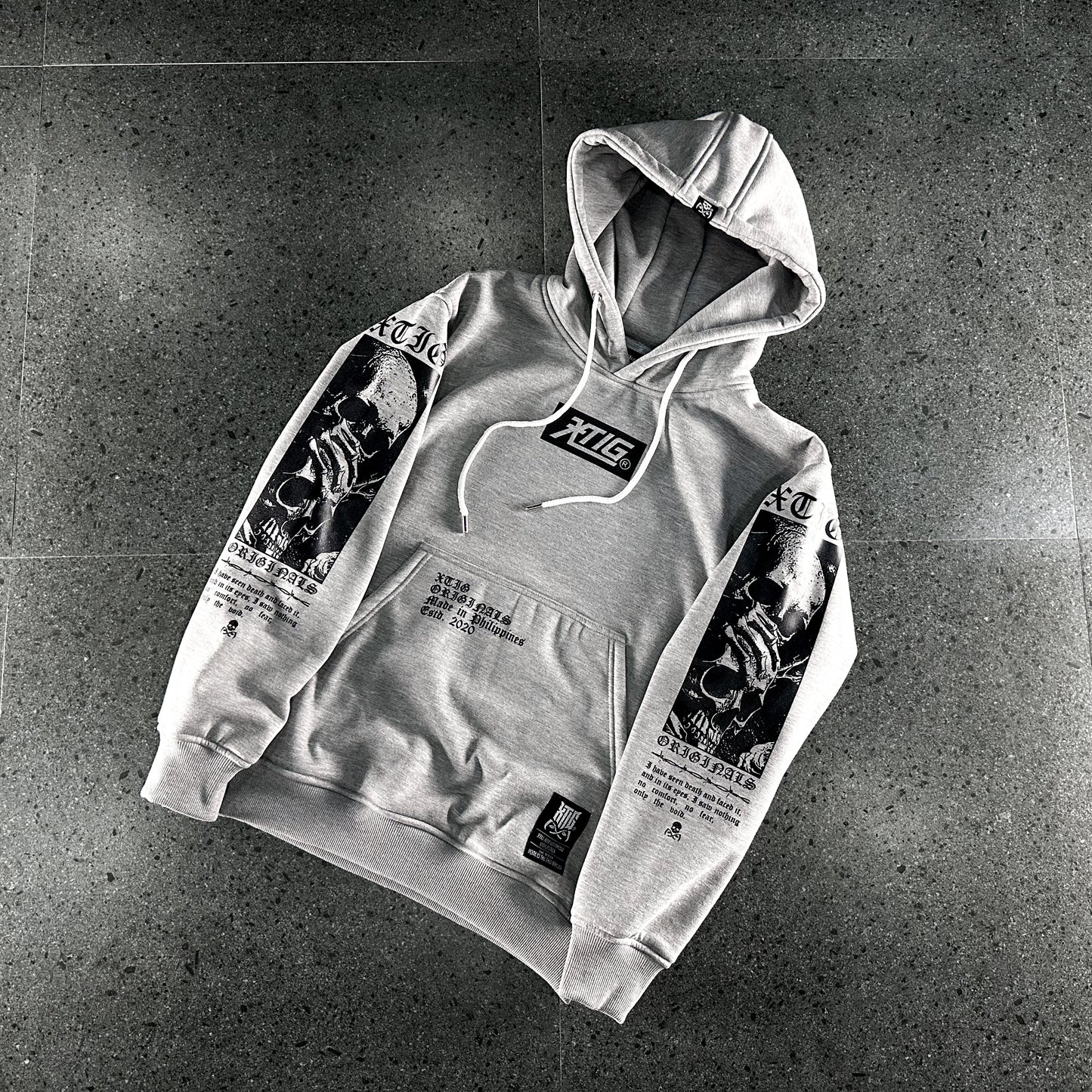 XTIG ORIGINALS - "SKULLFEAR | HOODIE JACKET " - COLOR ASH GRAY | Unisex | Men | Women