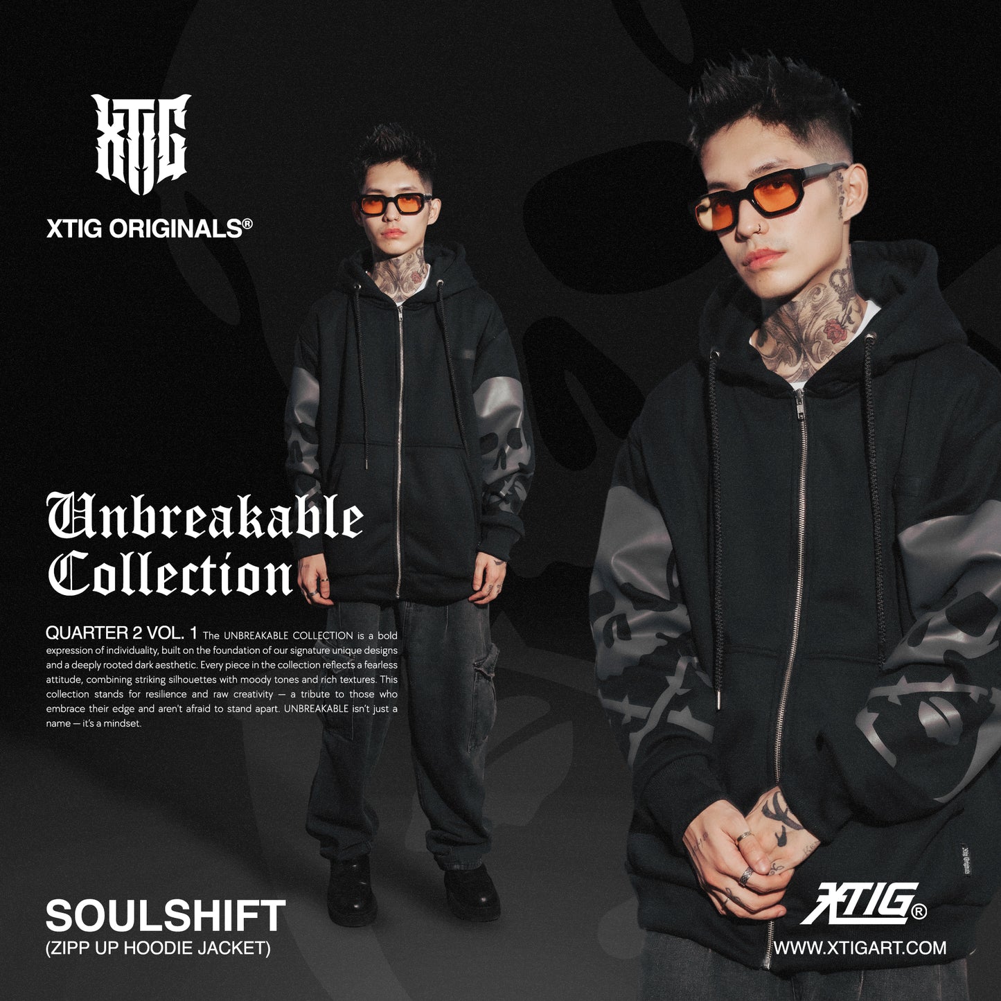 XTIG® ORIGINALS - "SOULSHIFT | ZIP-UP HOODIE JACKET " - Unisex | Men | Women