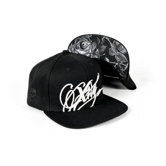 XTIG® ORIGINALS  - "THORNSCRIPT" (BLACK/BLACK) SNAPBACK CAP