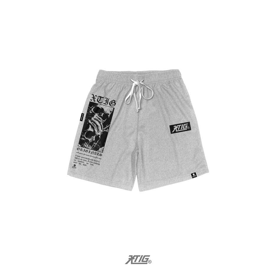 XTIG ORIGINALS  - "SKULLFEAR | SWEATSHORT" - COLOR ASH GRAY | Unisex | Men | Women (ABOVE THE KNEE)