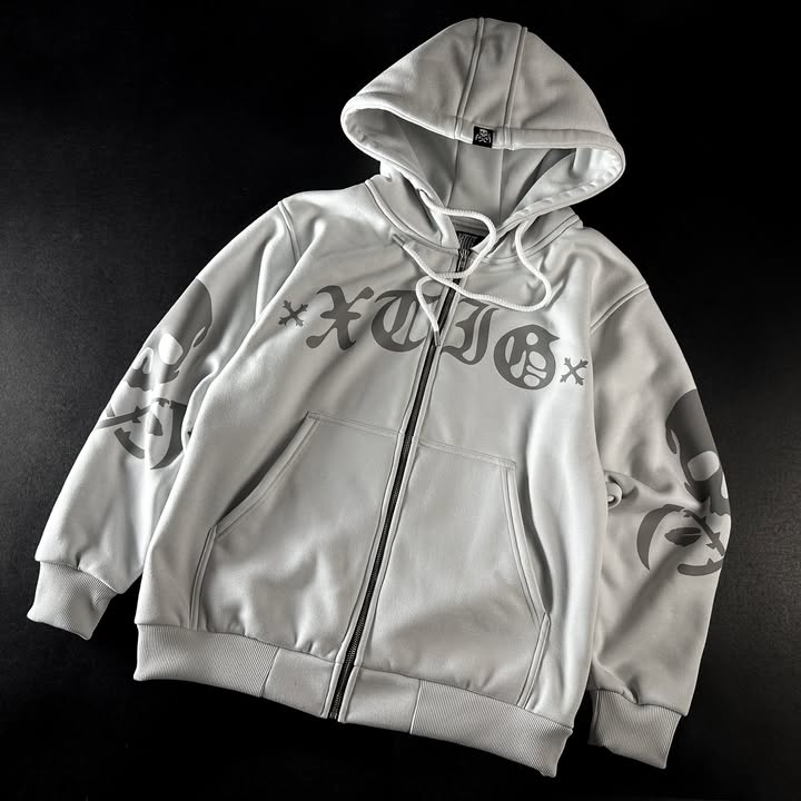 XTIG® ORIGINALS  - "FIXATE | ZIP-UP HOODIE JACKET" (COLOR OFF WHITE) - Unisex | Men | Women
