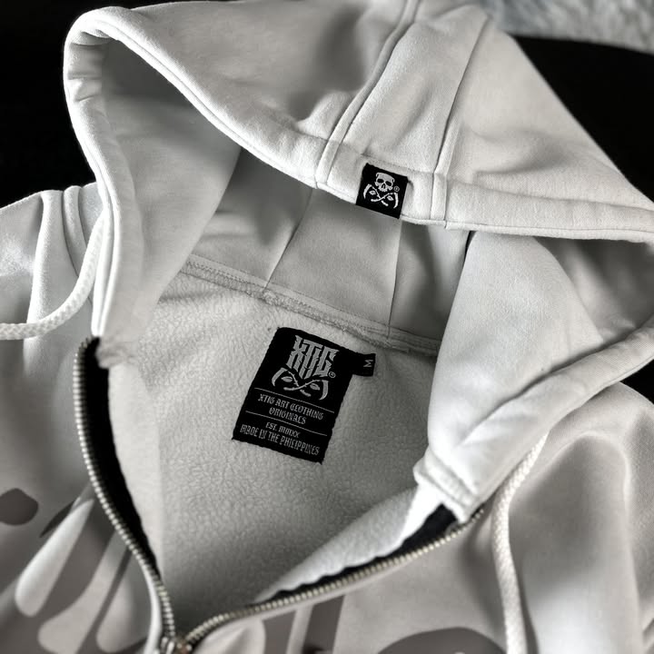XTIG® ORIGINALS  - "FIXATE | ZIP-UP HOODIE JACKET" (COLOR OFF WHITE) - Unisex | Men | Women