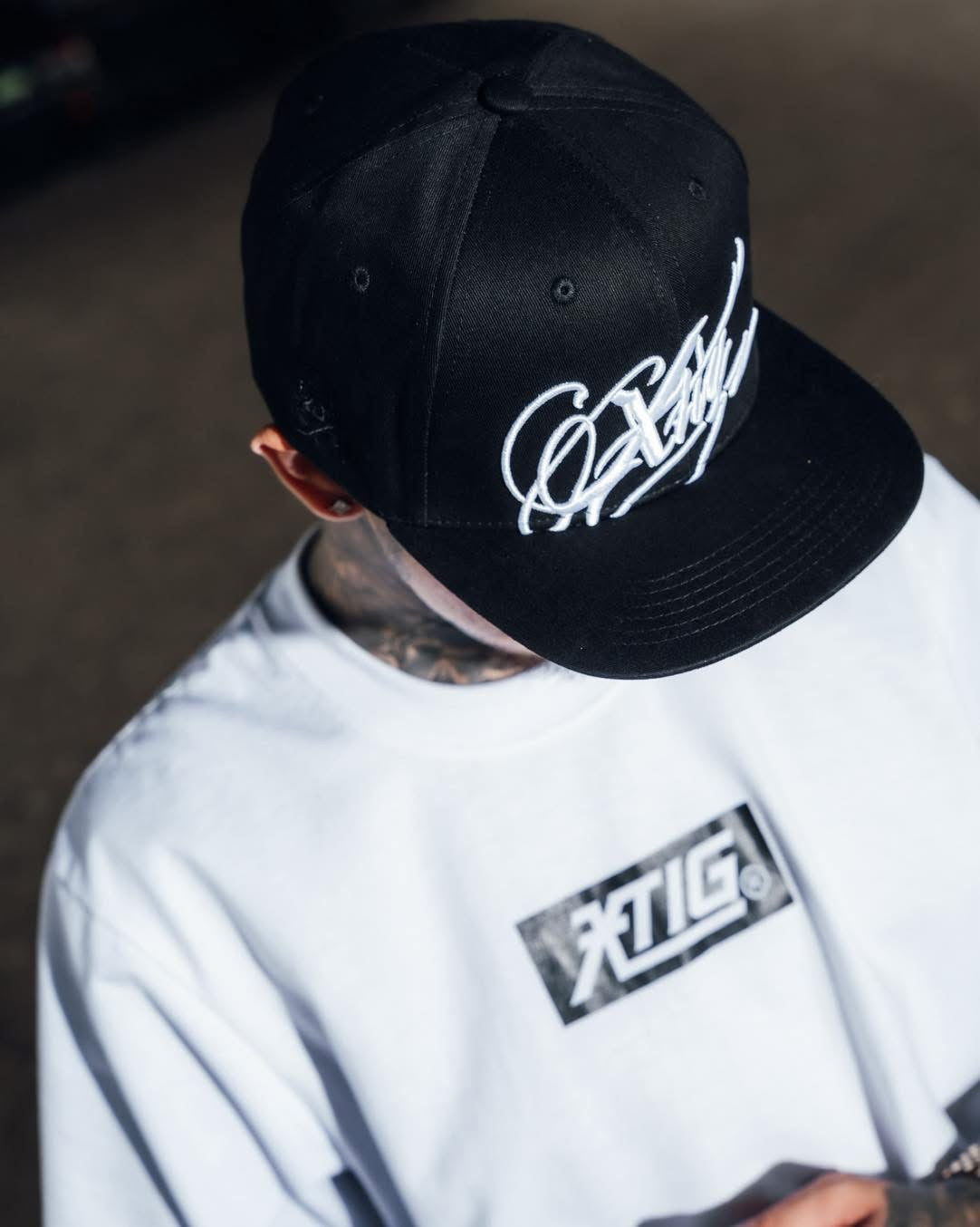 XTIG® ORIGINALS  - "THORNSCRIPT" (BLACK/BLACK) SNAPBACK CAP