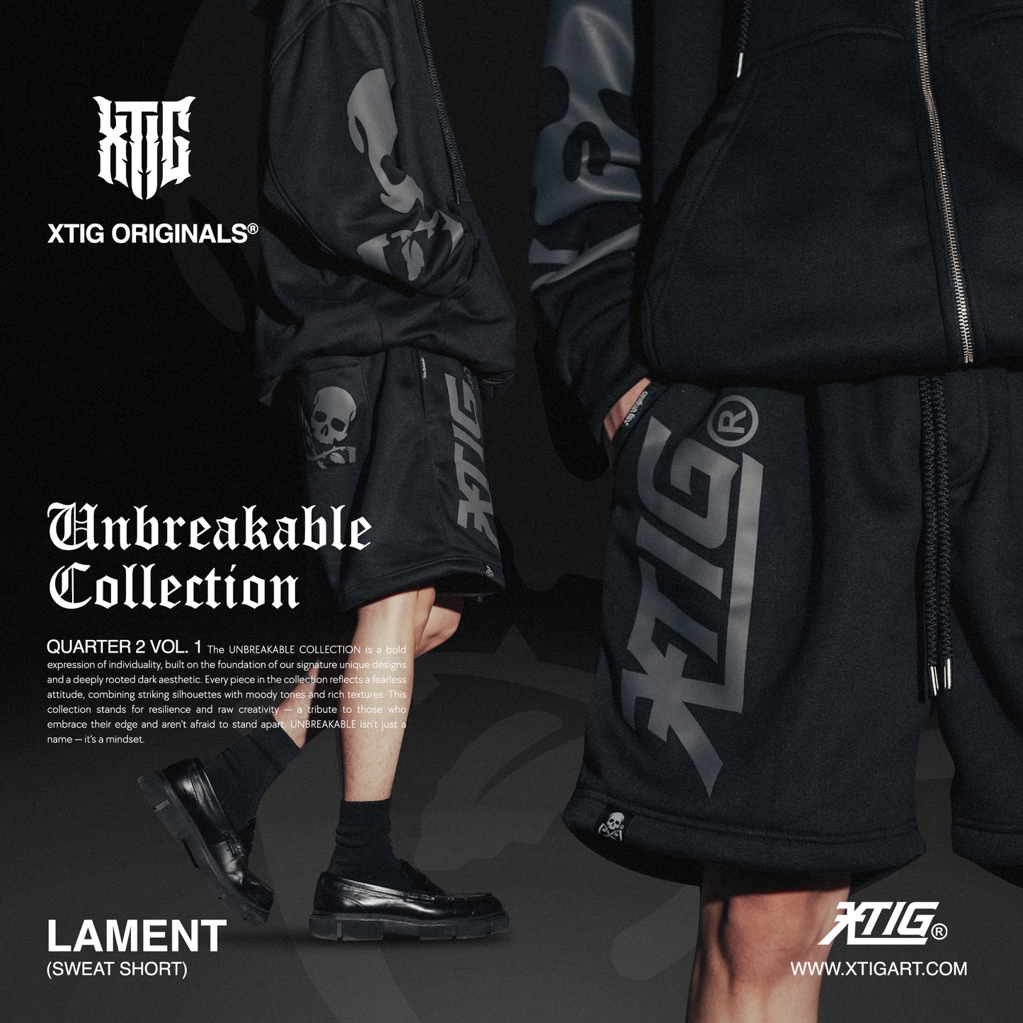 XTIG® ORIGINALS  - "LAMENT | SWEATSHORT" - Unisex | Men | Women (ABOVE THE KNEE)