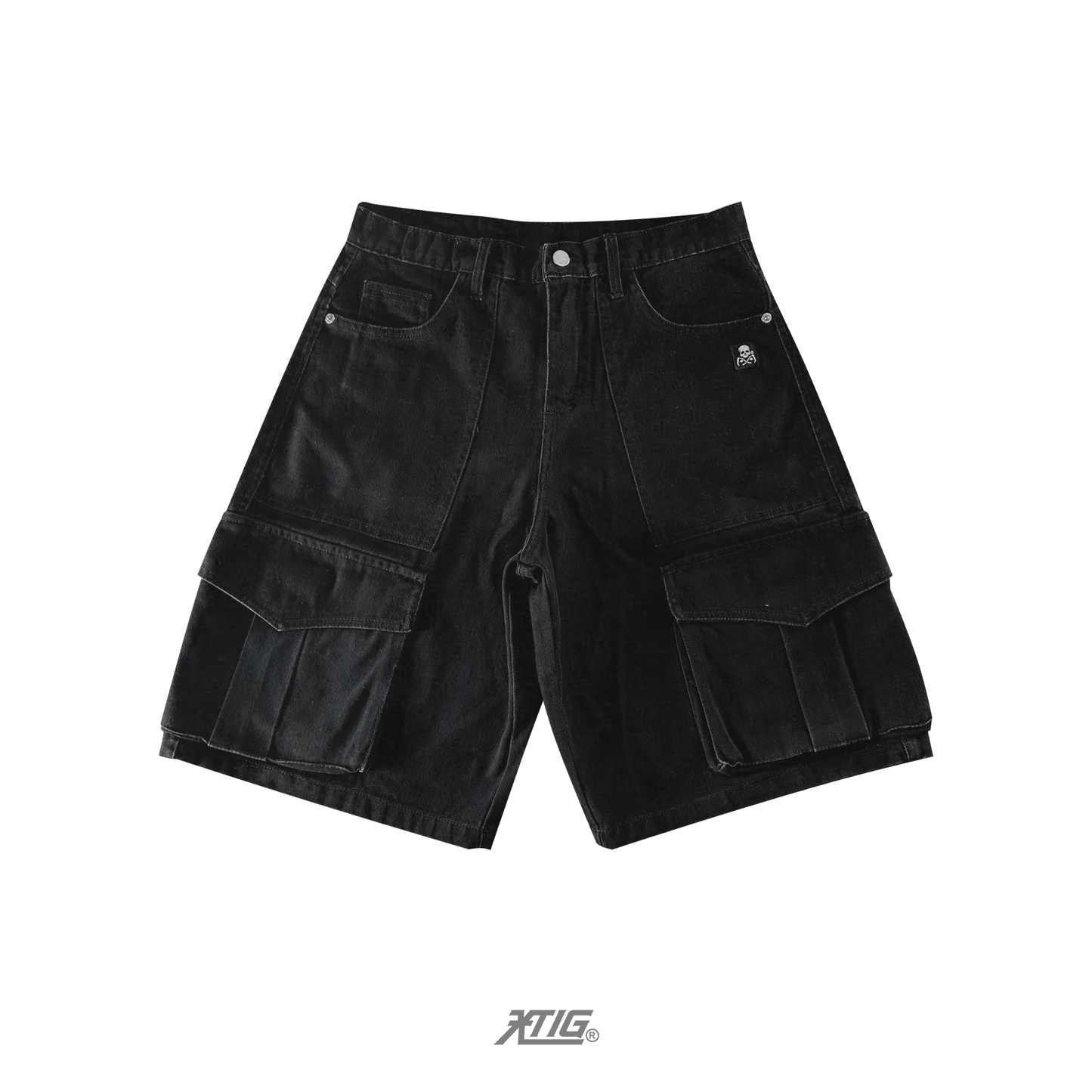 NOIR | WIDE CARGO SHORT | STONE WASH BLACK